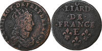 Frankreich Liard Louis XIV, Liard de France au buste juvénile, deuxième -