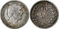 Niederlande 10 Cents William III, Silber, SS, KM:80 -