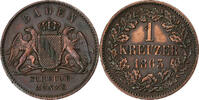 Deutsch Staaten Kreuzer BADEN, Friedrich I, Baden, Kupfer, SS, KM:242 -