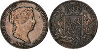 Spanien 25 Centimos Isabel II, Segovia, Kupfer, SS, KM:615.2 -