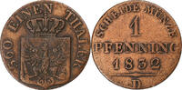 Deutsch Staaten Pfennig PRUSSIA, Friedrich Wilhelm III, Munich, Kupfer -