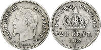 Frankreich 20 Centimes Napoleon III, Paris, Silber, SS, Gadoury:309 -