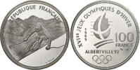 Frankreich 100 Francs Albertville - Ski Alpin, Paris, BE, Silber, STGL -