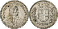 Schweiz 5 Francs Bern, Silber, SS+, KM:40 -