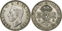 Großbritannien Florin, Two Shillings George VI, Silber, SS, KM:855 -