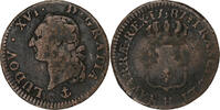 Frankreich Sol Louis XVI, Sol ou sou, La Rochelle, Kupfer, SGE+ -