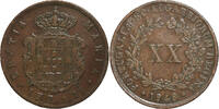 Portugal 20 Reis Maria II, Kupfer, SS+, KM:482 -