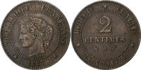 Frankreich 2 Centimes Cérès, Paris, Bronze, SS, Gadoury:105, KM:827.1 -