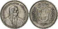 Schweiz 5 Francs Bern, Silber, SS, KM:40 -