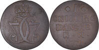Dänemark Skilling Münze, Christian VII, SS, Kupfer, KM:616.1 -