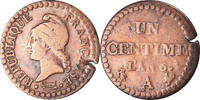 Frankreich Centime Münze, Dupré, Paris, S+, Bronze, KM:646, Gadoury:76 -