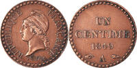 Frankreich Centime Münze, Dupré, Paris, SS, Bronze, KM:754, Gadoury:84 -