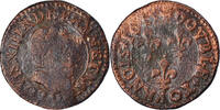 Frankreich Double Tournois Münze, Louis XIII, Lyon, S, Kupfer, CGKL:342 -