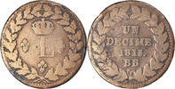 Frankreich Decime Münze, Louis XVIII, Strasbourg, S, Bronze -