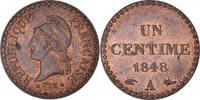 Frankreich Centime Münze, Dupré, Paris, VZ, Bronze, KM:754 -