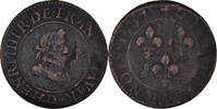 Frankreich Double Tournois Münze, Henri IV, Lyon, S+, Kupfer, CGKL:202A -