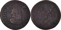 Frankreich Double Tournois Münze, Henri IV, Lyon, S, Kupfer, CGKL:204 -