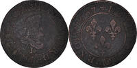 Frankreich Double Tournois Münze, Henri IV, Lyon, S+, Kupfer -