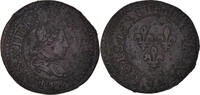 Frankreich Double Tournois Münze, Louis XIII, Paris, SS, Kupfer -
