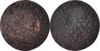 Frankreich Double Tournois Münze, Louis XIII, Tours, S+, Kupfer -