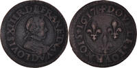 Frankreich Double Tournois Münze, Louis XIII, Lyon, SS, Kupfer -