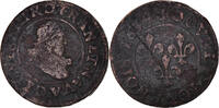 Frankreich Double Tournois Münze, Louis XIII, Lyon, S, Kupfer -