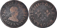 Frankreich Double Tournois Münze, Louis XIII, Double tournois, buste enfantin, Double -