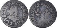 Frankreich Denier Tournois Münze, Louis XIII, Poitiers ?, S, Kupfer -