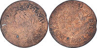 Frankreich Double Tournois Münze, Louis XIII, S, Kupfer, CGKL:516 -