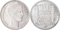 Frankreich 10 Francs Münze, Turin, Paris, VZ, Silber, KM:878 -