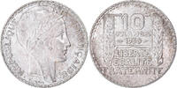 Frankreich 10 Francs Münze, Turin, Paris, VZ, Silber, KM:878 -
