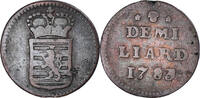 Luxemburg 1/2 Liard Münze, Joseph II, Brussels, S+, Kupfer, KM:10 -