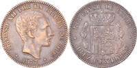 Spanien 10 Centimos Münze, Alfonso XII, Barcelona, SS+, Bronze, KM:675 -