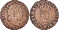 Frankreich 1/2 Sol Münze, Louis XV, Demi sol à la vieille tête -