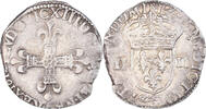 Frankreich 1/8 Ecu Münze, Louis XIII, 1/8 Écu à la croix, Nantes, S+ -