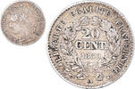 Frankreich 20 Centimes Münze, Cérès, Paris, S+, Silber, KM:758.1 -