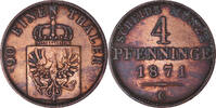 Deutsch Staaten 4 Pfennig Münze, PRUSSIA, Wilhelm I, Frankfurt, SS -