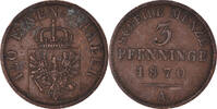 Deutsch Staaten 3 Pfennig Münze, PRUSSIA, Wilhelm I, Berlin, SS -