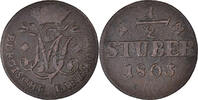 Deutsch Staaten 1/2 Stüber Münze, BERG, Maximilian IV Joseph, D, S+ -