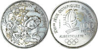 Frankreich 100 Francs Münze, Albertville 1992 - hockey sur glace, SS+ -