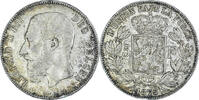 Belgien 5 Francs, 5 Frank Münze, Leopold II, Brussels, S+, Silber -
