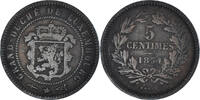 Luxemburg 5 Centimes Münze, William III, Utrecht, S+, Bronze, KM:22.1 -