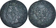 Frankreich Double Tournois Münze, Louis XIII, Paris, S+, Kupfer -