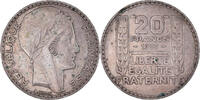 Frankreich 20 Francs Münze, Turin, Paris, SS, Silber, KM:879 -