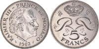Monaco 5 Francs Münze, Rainier III, VZ, Kupfer-Nickel, KM:150 -
