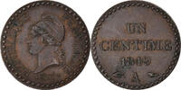Frankreich Centime Münze, Dupré, Paris, SS+, Bronze, KM:754 -