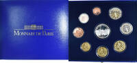 Frankreich Proof Set Euro 1 c. to 15€, Monnaie de Paris, BE, STGL -