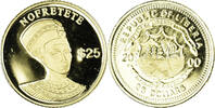 Liberia 25 Dollars Münze, Néfertiti, American Mint, STGL, Gold -