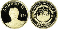 Liberia 25 Dollars Münze, Ludwig II, American Mint, STGL, Gold -