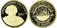 Liberia 25 Dollars Münze, Christophe Colomb, American Mint, STGL, Gold -